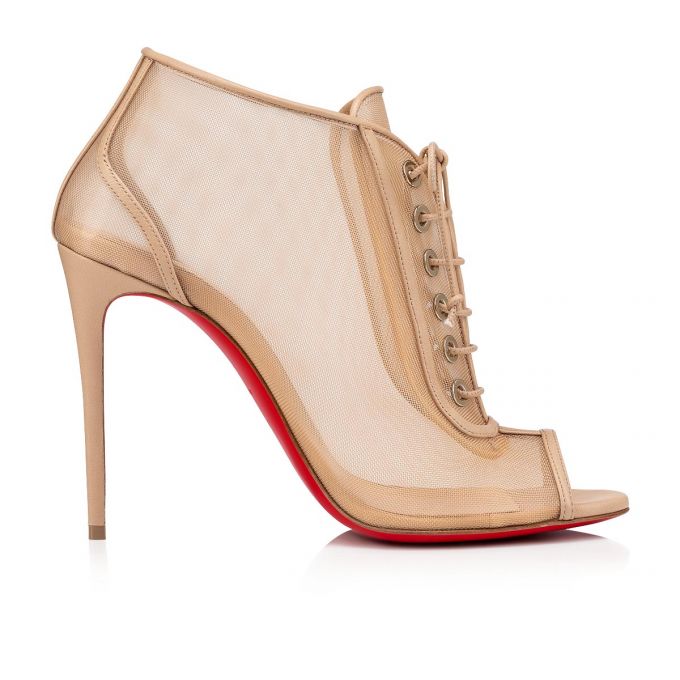 Cizme Christian Louboutin Open Ondessa 100 Dantela Boots Dama Bej | RO12062