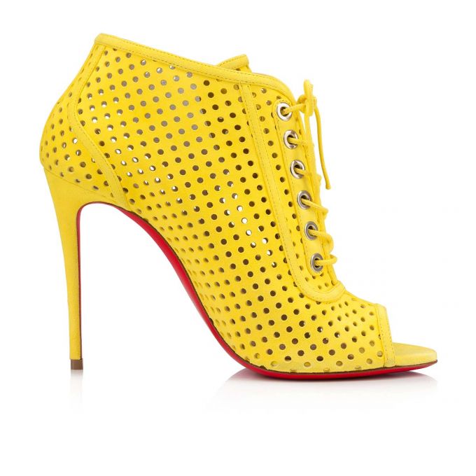 Cizme Christian Louboutin Open Ondessa 100 Piele Intoarsa Boots Dama Galbeni | RO59201