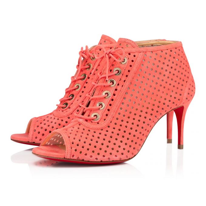 Cizme Christian Louboutin Open Ondessa 70 Piele Intoarsa Boots Dama Roz | RO11705