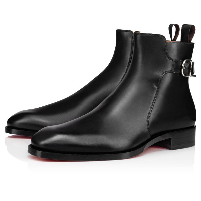 Cizme Christian Louboutin Valido Calf Booty Barbati Negrii | RO71760