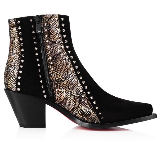 Cizme Christian Louboutin With My Guitar 65 Vers Piele Intoarsa Boots Dama Negrii | RO04108