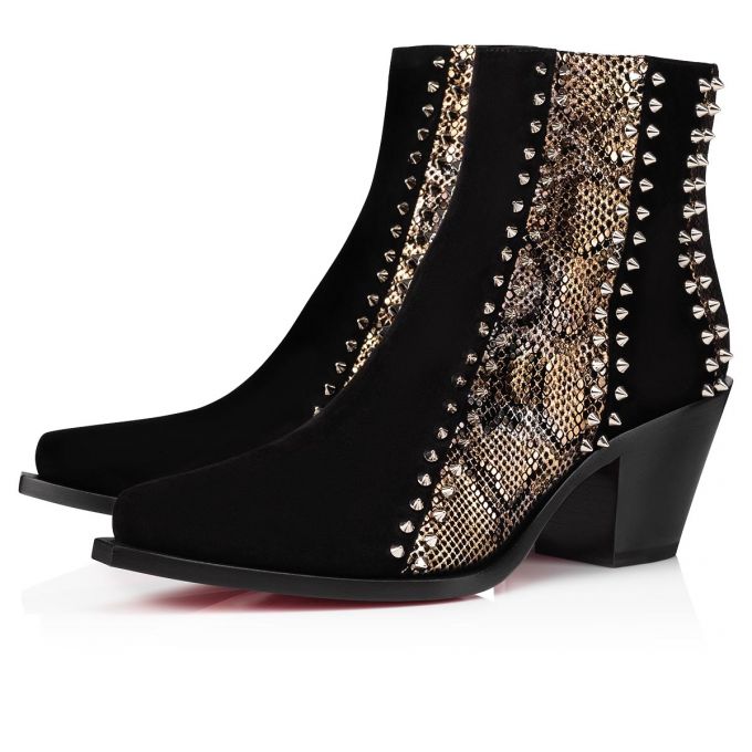 Cizme Christian Louboutin With My Guitar 65 Vers Piele Intoarsa Boots Dama Negrii | RO04108