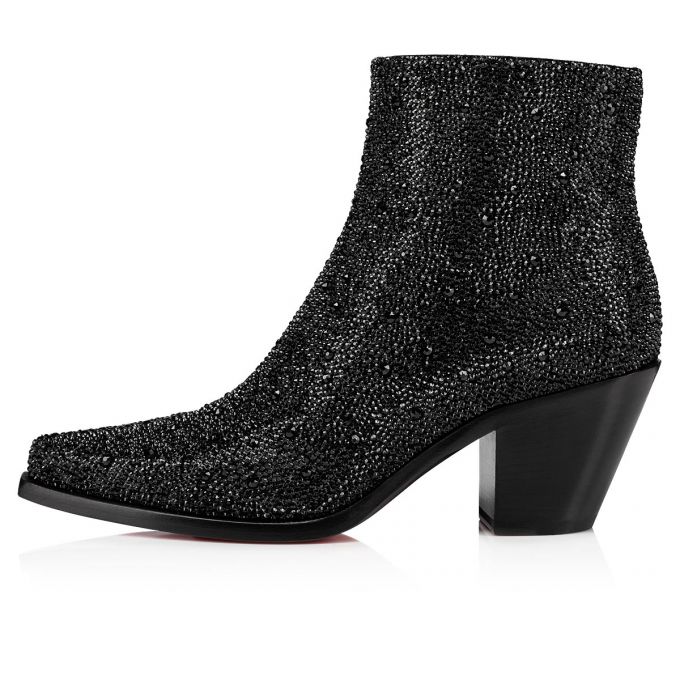 Cizme Christian Louboutin With My Strass 65 Piele Intoarsa Boots Dama Negrii | RO30410