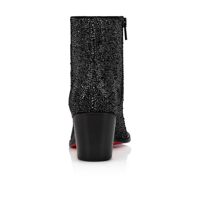 Cizme Christian Louboutin With My Strass 65 Piele Intoarsa Boots Dama Negrii | RO30410