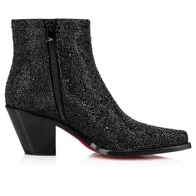 Cizme Christian Louboutin With My Strass 65 Piele Intoarsa Boots Dama Negrii | RO30410