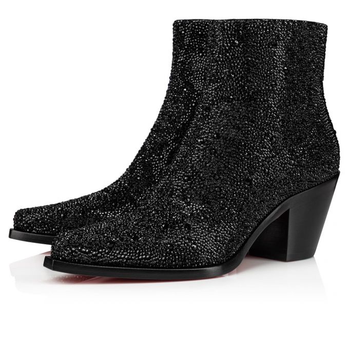 Cizme Christian Louboutin With My Strass 65 Piele Intoarsa Boots Dama Negrii | RO30410