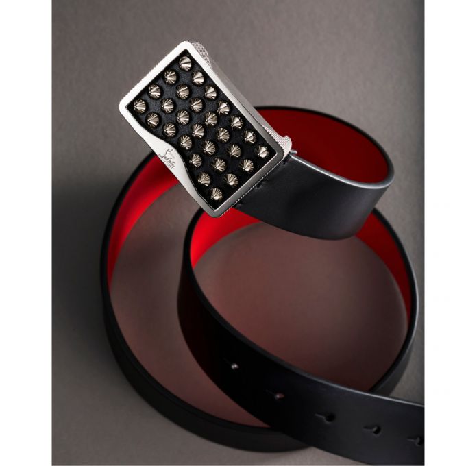 Curea Christian Louboutin Louis Belt 35 Clasici Piele Belts Barbati Negrii Argintii | RO67253