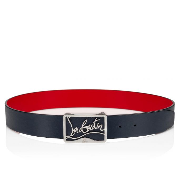 Curea Christian Louboutin Ricky Belt 35 Clasici Piele Belts Barbati Bleumarin Argintii | RO49639