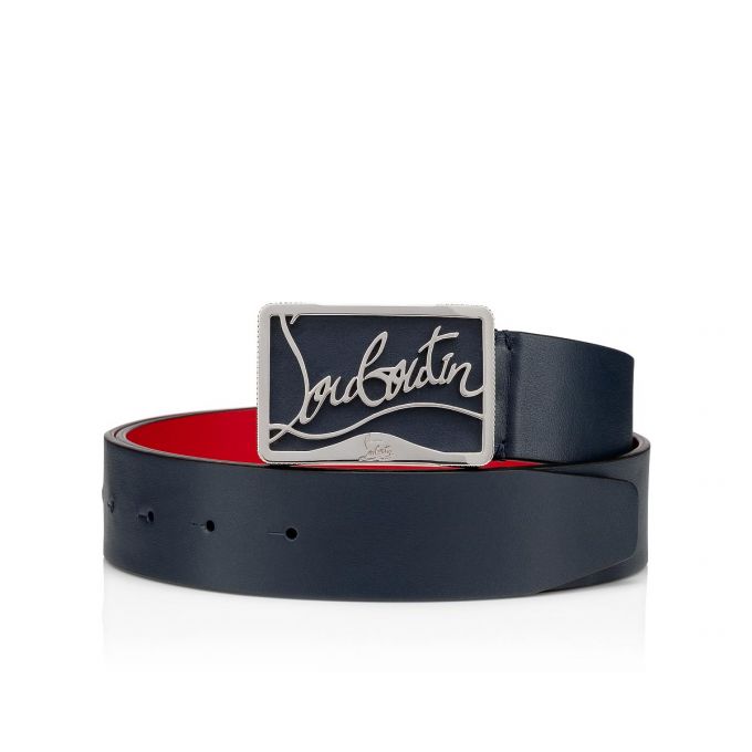 Curea Christian Louboutin Ricky Belt 35 Clasici Piele Belts Barbati Bleumarin Argintii | RO49639