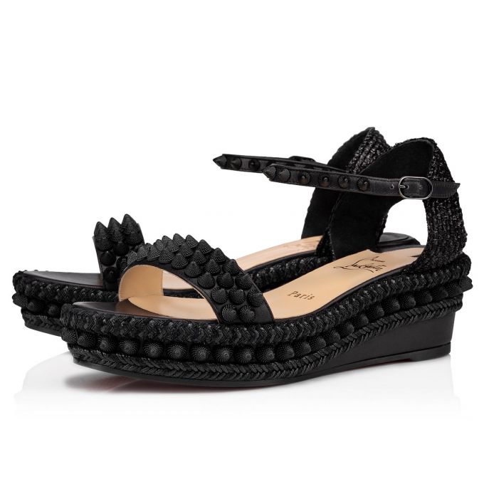 Espadrilles Christian Louboutin Lata 60 Calf Espadrilles Dama Negrii | RO44811