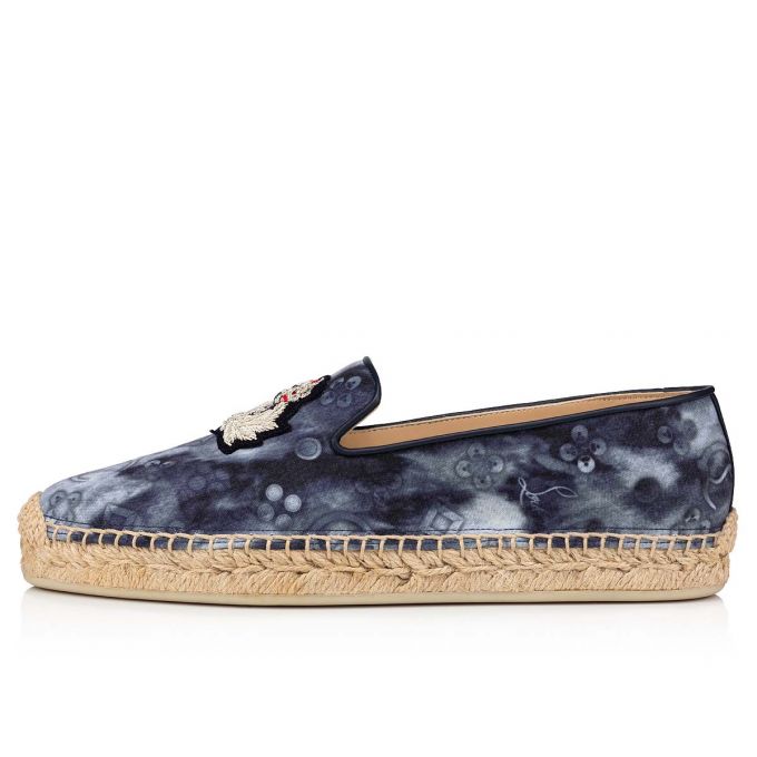 Espadrilles Christian Louboutin Nanou Orlato Bumbac Espadrilles Dama Colorati Albastri | RO54136