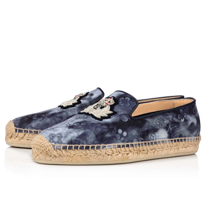 Espadrilles Christian Louboutin Nanou Orlato Bumbac Espadrilles Dama Colorati Albastri | RO54136