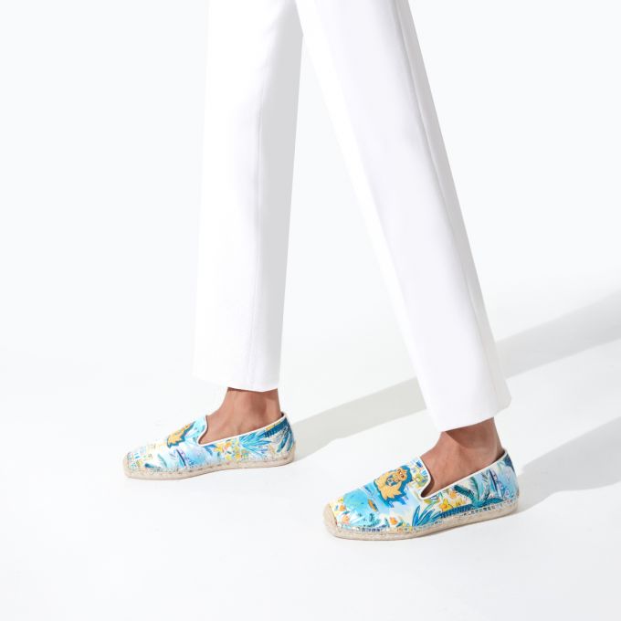 Espadrilles & Sandals Christian Louboutin Nanou Orlato Silk Espadrilles Barbati Colorati Albi | RO45857