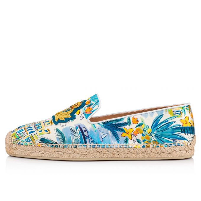 Espadrilles & Sandals Christian Louboutin Nanou Orlato Silk Espadrilles Barbati Colorati Albi | RO45857