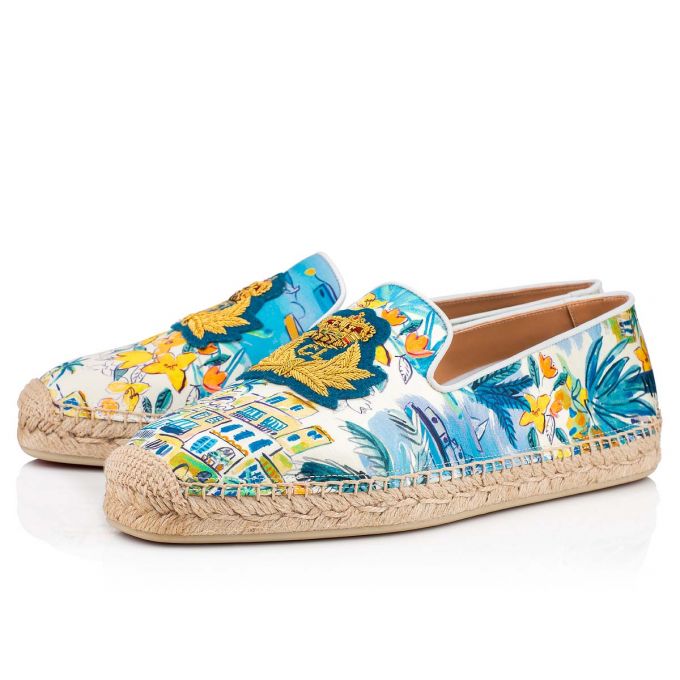 Espadrilles & Sandals Christian Louboutin Nanou Orlato Silk Espadrilles Barbati Colorati Albi | RO45857