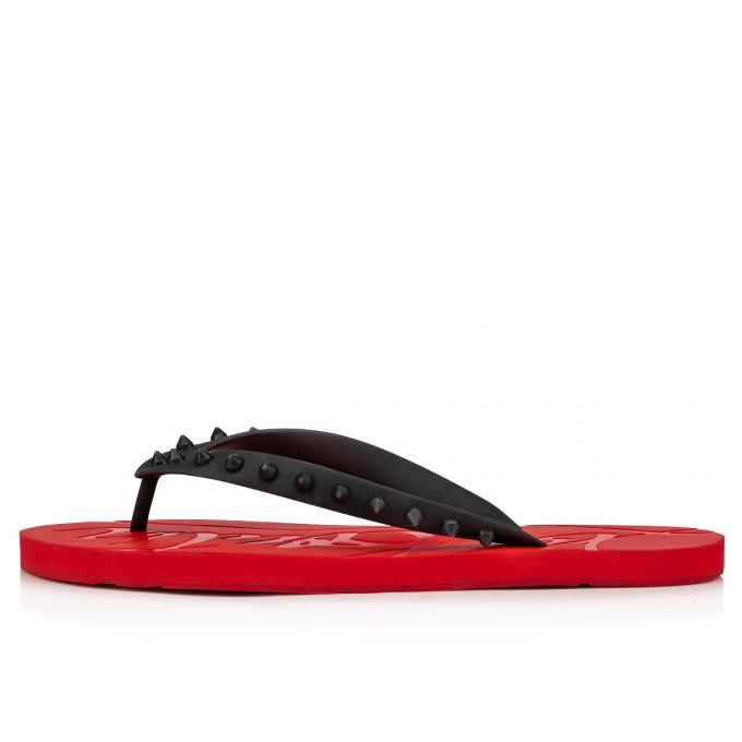 Espadrilles & Sandals Christian Louboutin Loubi Flip 000 Pvc Sandals Barbati Negrii Rosii | RO59204