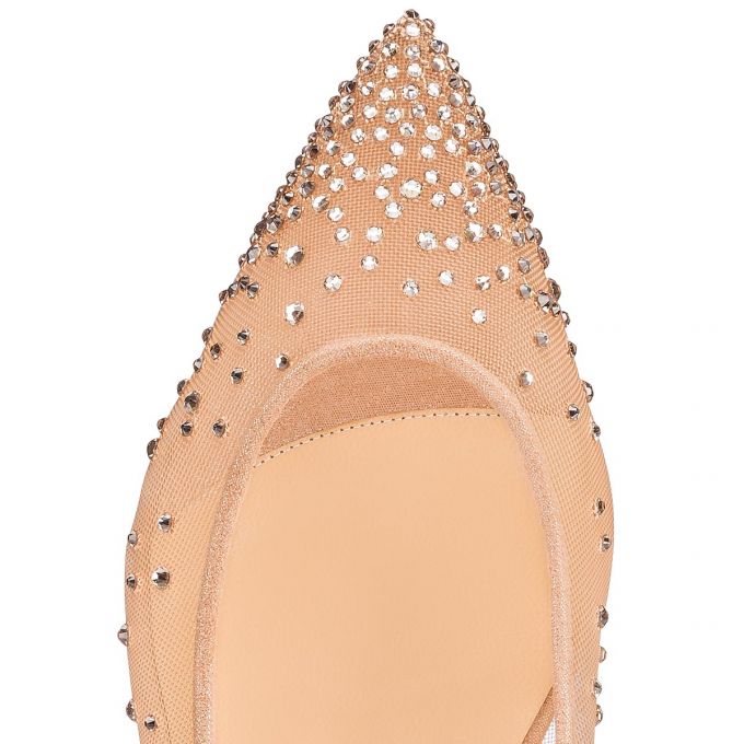 Flats Christian Louboutin Follies Strass 000 Version Light Silk Strass Flats Dama Bej | RO71960