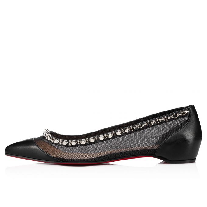 Flats Christian Louboutin Galativi Spikes Fishnet Flats Dama Negrii Argintii | RO42399