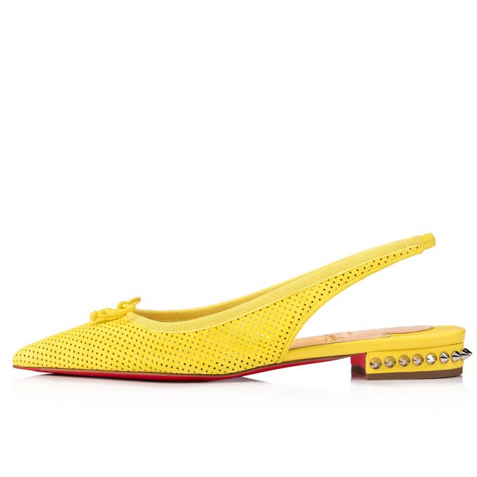 Flats Christian Louboutin Hall Sling Piele Intoarsa Flats Dama Galbeni | RO61192