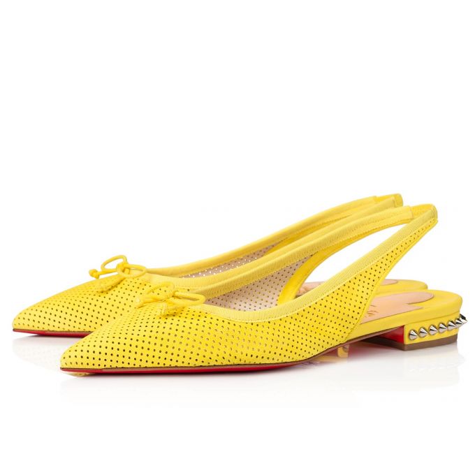 Flats Christian Louboutin Hall Sling Piele Intoarsa Flats Dama Galbeni | RO61192