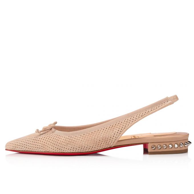 Flats Christian Louboutin Hall Sling Veau Velours Flats Dama Bej | RO74685