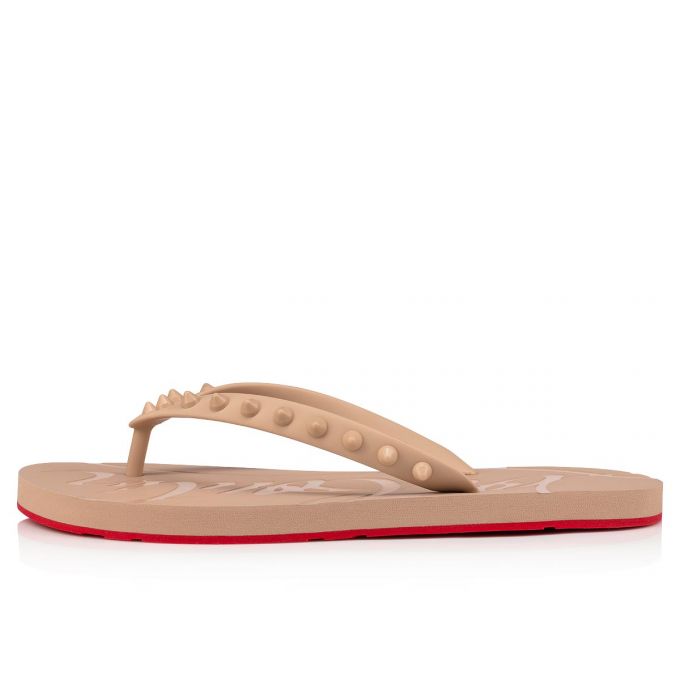 Flats Christian Louboutin Loubi Flip 1 Plastic Finish Flats Dama Bej | RO18318