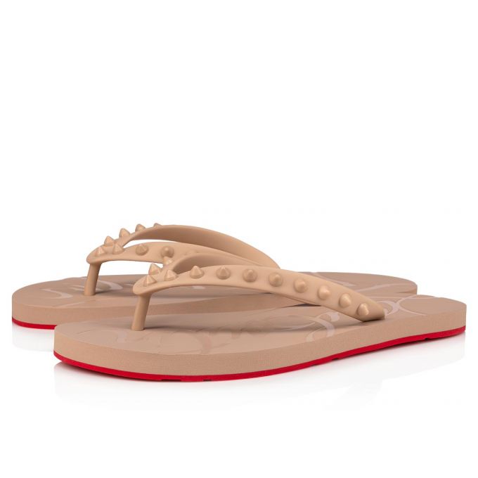 Flats Christian Louboutin Loubi Flip 1 Plastic Finish Flats Dama Bej | RO18318