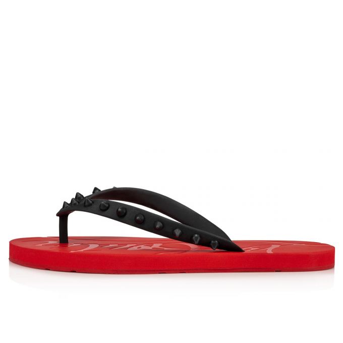 Flats Christian Louboutin Loubi Flip Donn 000 Gomme Flats Dama Negrii Rosii | RO40264