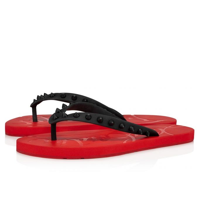 Flats Christian Louboutin Loubi Flip Donn 000 Gomme Flats Dama Negrii Rosii | RO40264