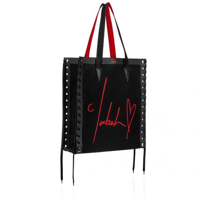 Geanta Tote Christian Louboutin Cabalace Small Creative Fabric Tote Bags Dama Negrii Rosii | RO21065