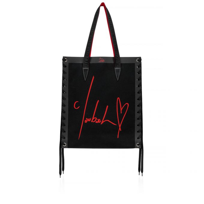 Geanta Tote Christian Louboutin Cabalace Small Creative Fabric Tote Bags Dama Negrii Rosii | RO21065