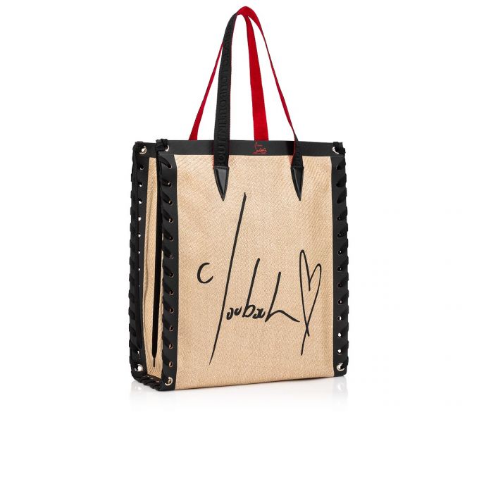 Geanta Tote Christian Louboutin Cabalace Small Creative Fabric Tote Bags Dama Albi Negrii | RO95662