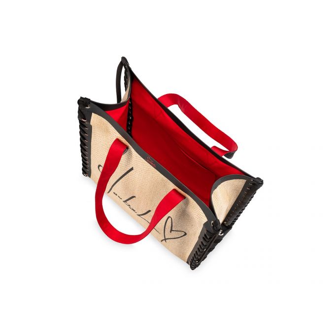 Geanta Tote Christian Louboutin Cabalace Small Creative Fabric Tote Bags Dama Albi Negrii | RO95662