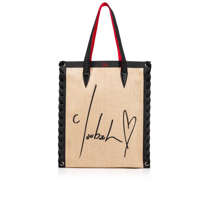 Geanta Tote Christian Louboutin Cabalace Small Creative Fabric Tote Bags Dama Albi Negrii | RO95662