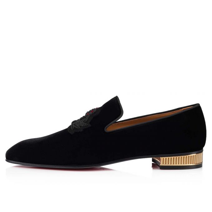 Loafers Christian Louboutin Captain Colonna 000 Velvet Loafer Barbati Negrii Aurii | RO46516