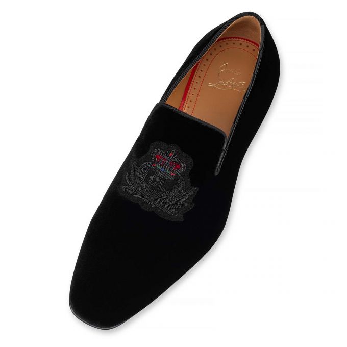 Loafers Christian Louboutin Captain Colonna 000 Velvet Loafer Barbati Negrii Aurii | RO46516