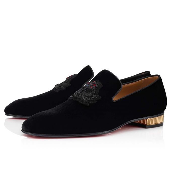 Loafers Christian Louboutin Captain Colonna 000 Velvet Loafer Barbati Negrii Aurii | RO46516