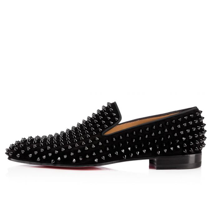 Loafers Christian Louboutin Dandelion Spike 000 Veau Velours Loafer Barbati Negrii | RO60608