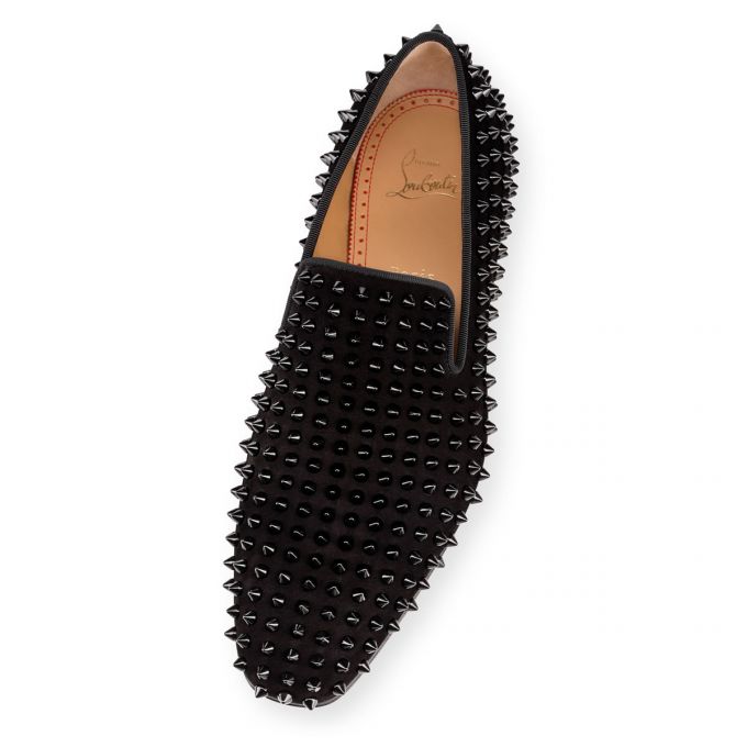 Loafers Christian Louboutin Dandelion Spike 000 Veau Velours Loafer Barbati Negrii | RO60608