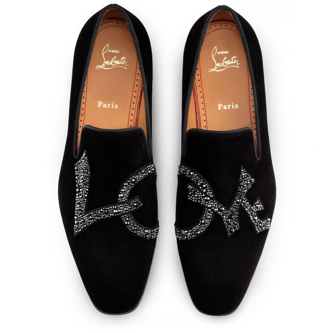 Loafers Christian Louboutin Dandylove Strass Veau Velours Loafer Barbati Negrii | RO78940