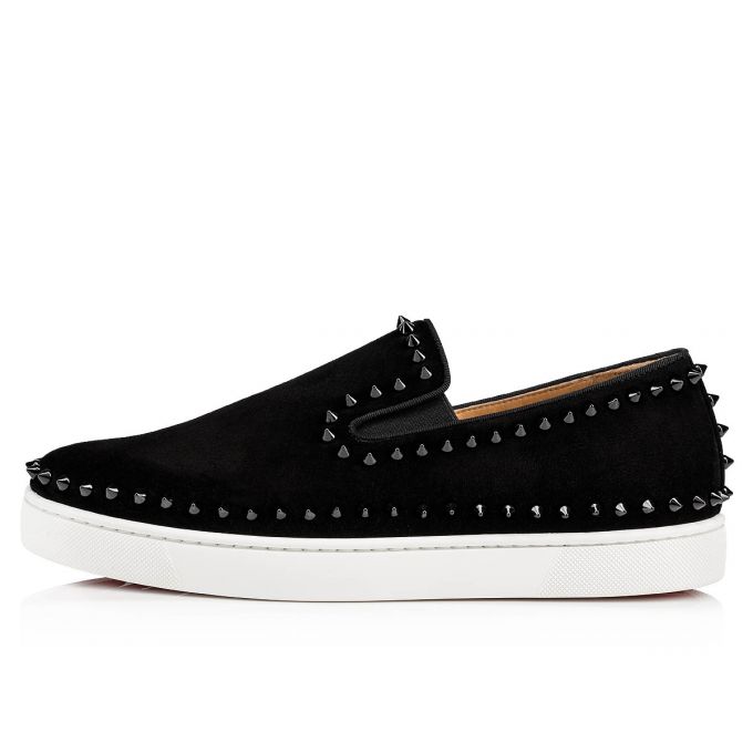 Mocasini Christian Louboutin Pik Barca 000 Veau Velours Barca Shoes Barbati Negrii | RO39616