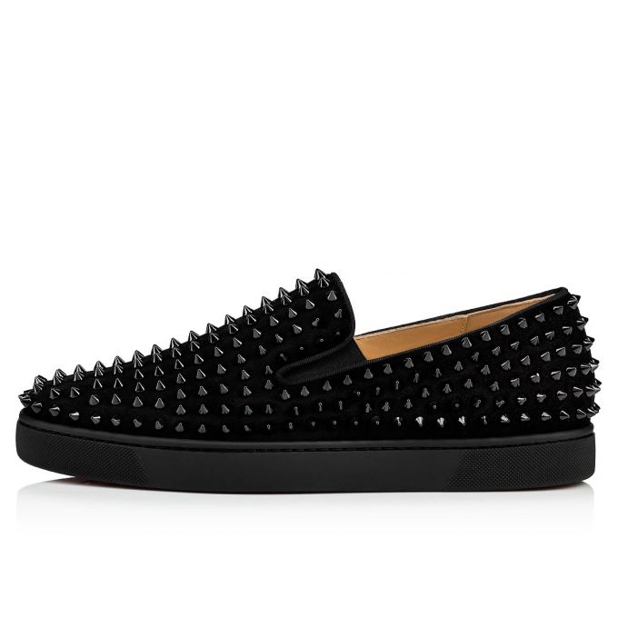 Mocasini Christian Louboutin Roller-boat 000 Veau Velours Barca Shoes Barbati Negrii | RO07954