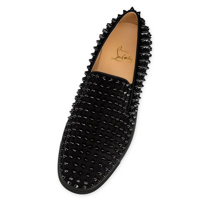 Mocasini Christian Louboutin Roller-boat 000 Veau Velours Barca Shoes Barbati Negrii | RO07954