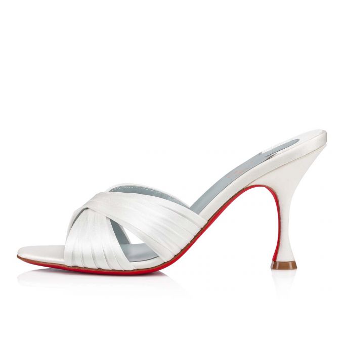 Mules Christian Louboutin Nicol Is Back 85 Crepe Satin/Satin/Lurex Mules Dama Albi Albastri | RO52555