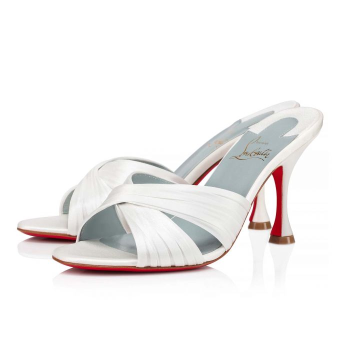 Mules Christian Louboutin Nicol Is Back 85 Crepe Satin/Satin/Lurex Mules Dama Albi Albastri | RO52555