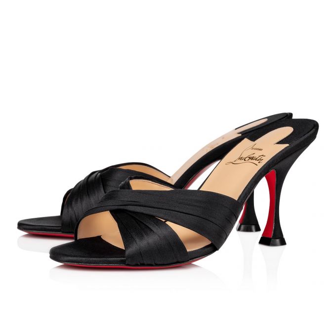 Mules Christian Louboutin Nicol Is Back 85 Crepe Satin/Satin/Lurex Mules Dama Negrii Bej | RO63570