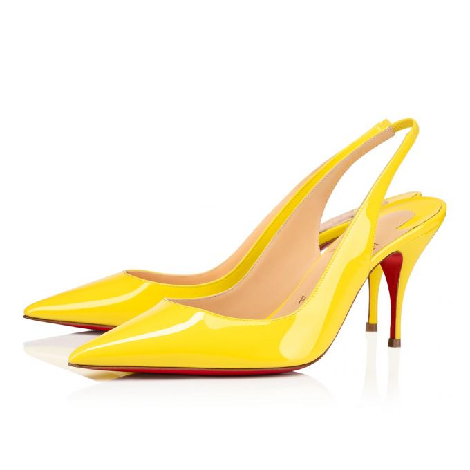 Pantofi Cu Toc Christian Louboutin Clare Sling 080 80 Citronnade Lacuita Pumps Dama Galbeni | RO70277