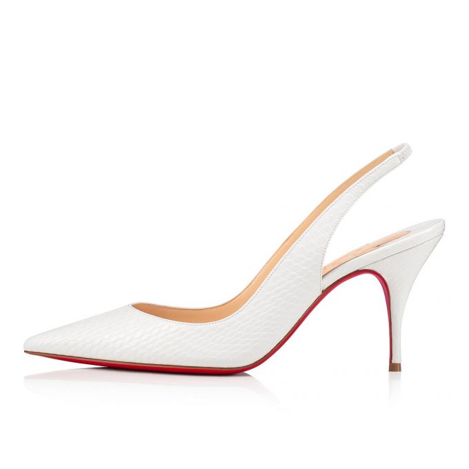 Pantofi Cu Toc Christian Louboutin Clare Sling 80 Calf Pumps Dama Albi | RO75895