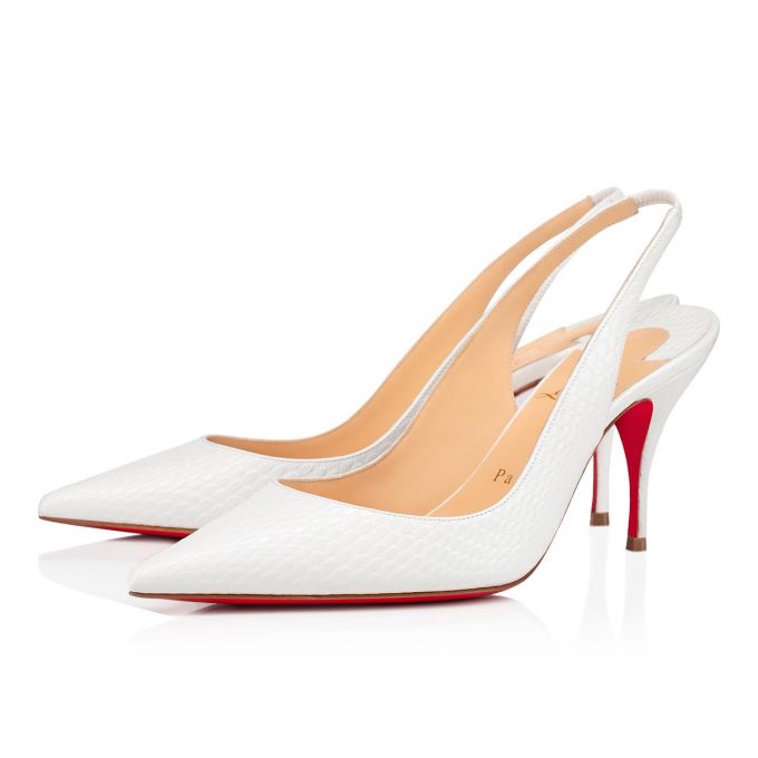 Pantofi Cu Toc Christian Louboutin Clare Sling 80 Calf Pumps Dama Albi | RO75895