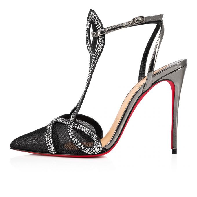 Pantofi Cu Toc Christian Louboutin Double L Pump Strass 100 Fishnet Pumps Dama Argintii | RO13152